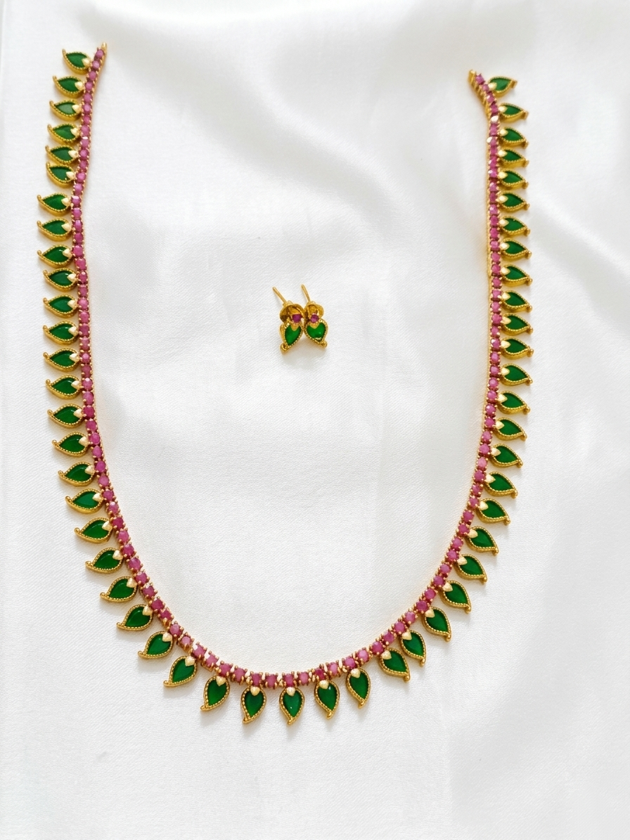 AD Palakka Mango Long Necklace Set V1