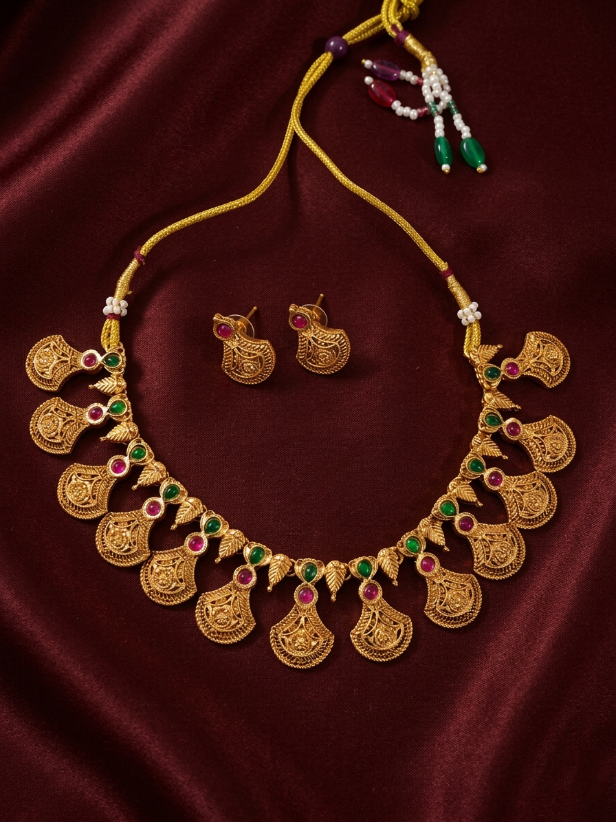 Matte Finish Non Idol Necklace Set V94