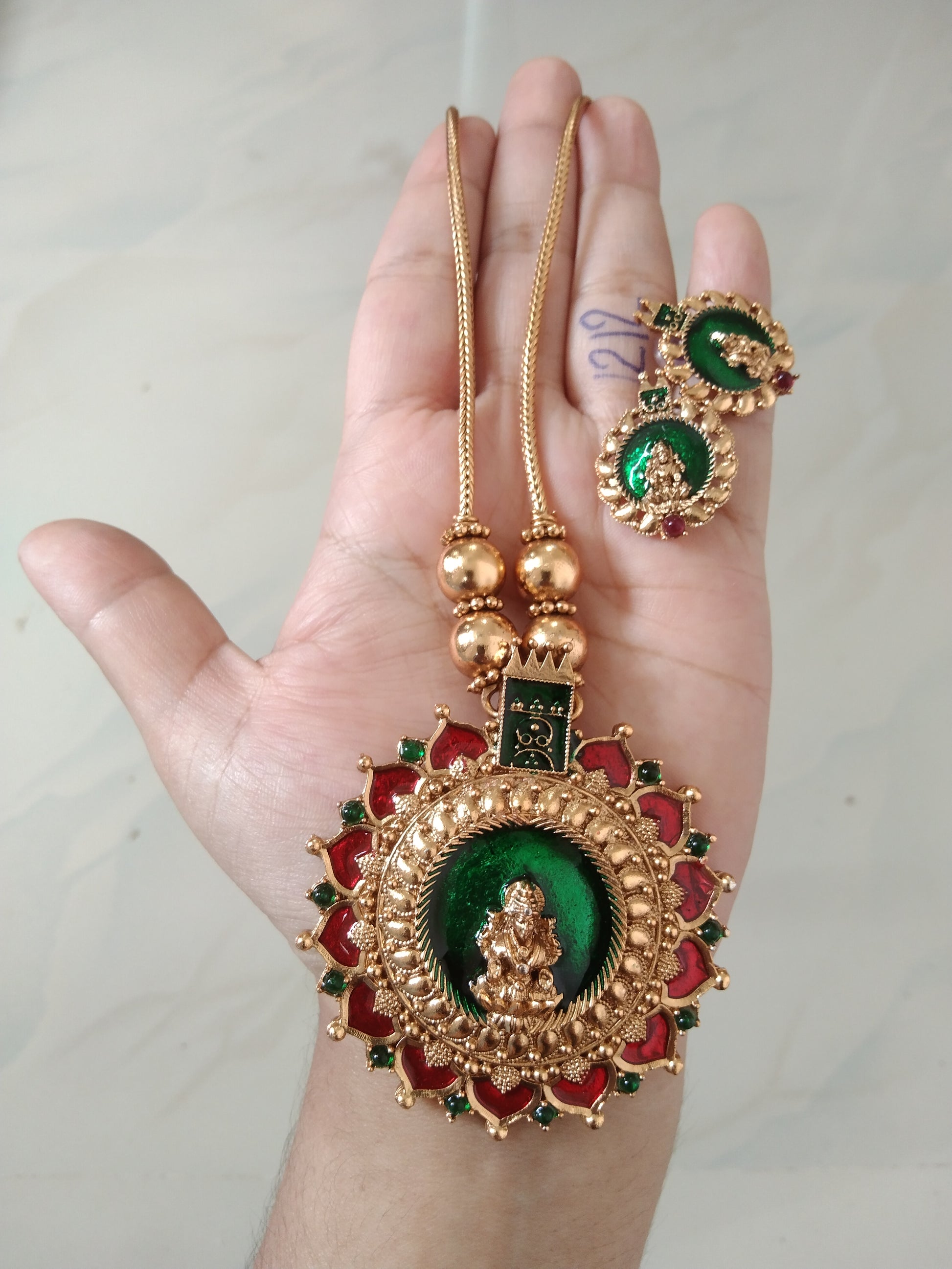 Mahalakshmi Surya Long Necklace Set