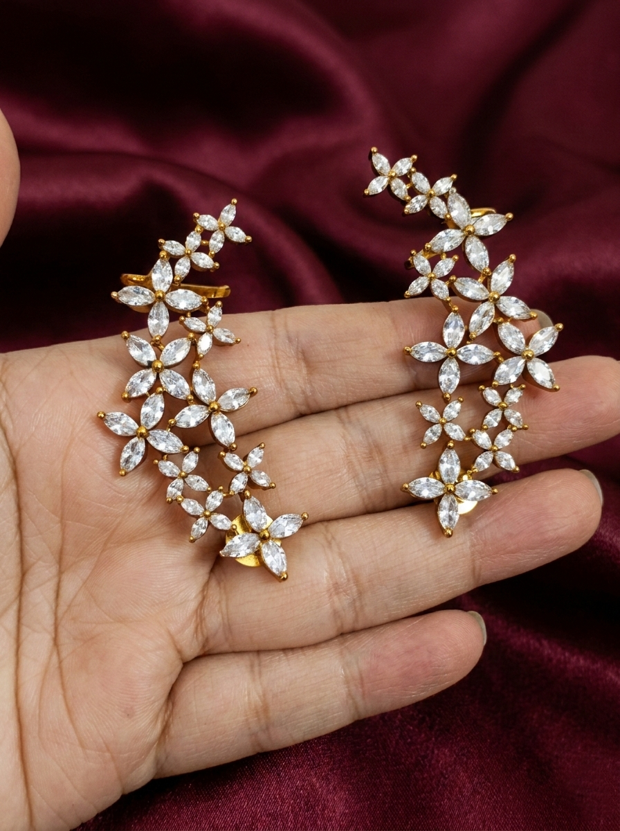 Diamond Replica Floral Earcuff Earring