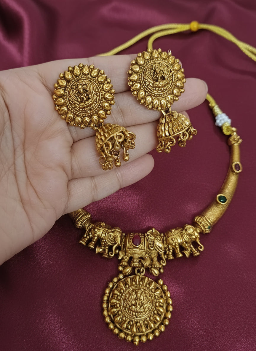 Elephant Lakshmi Hasli Necklace
