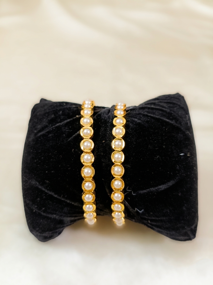 Matte Finish Pearl Bangles of 2 V4