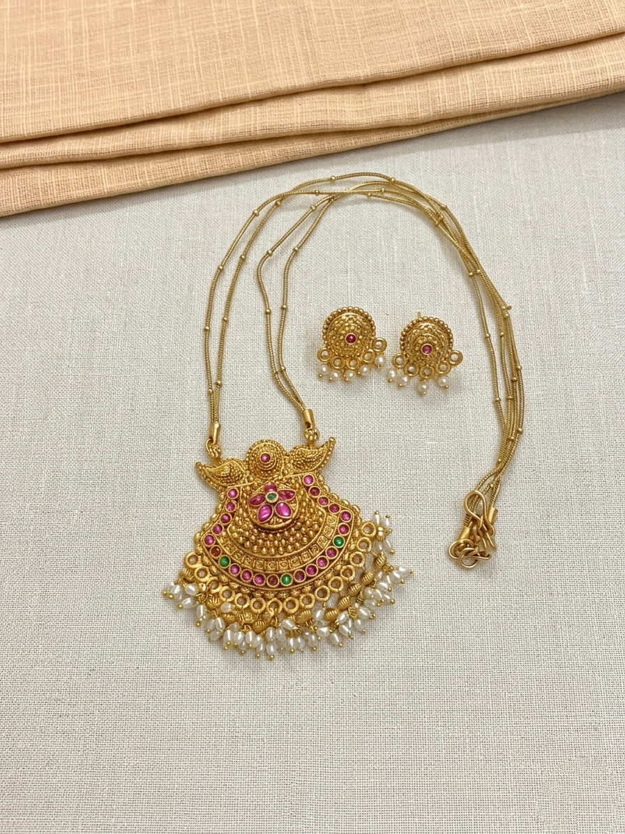 Non Idol Pendant Mid Long Necklace Set V13