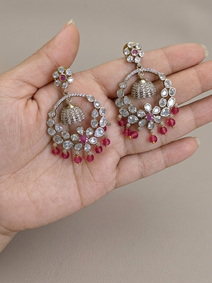 Silver Polish Chandbali Earring