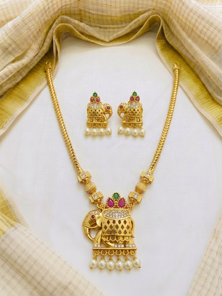 Elephant pendant Necklace Set