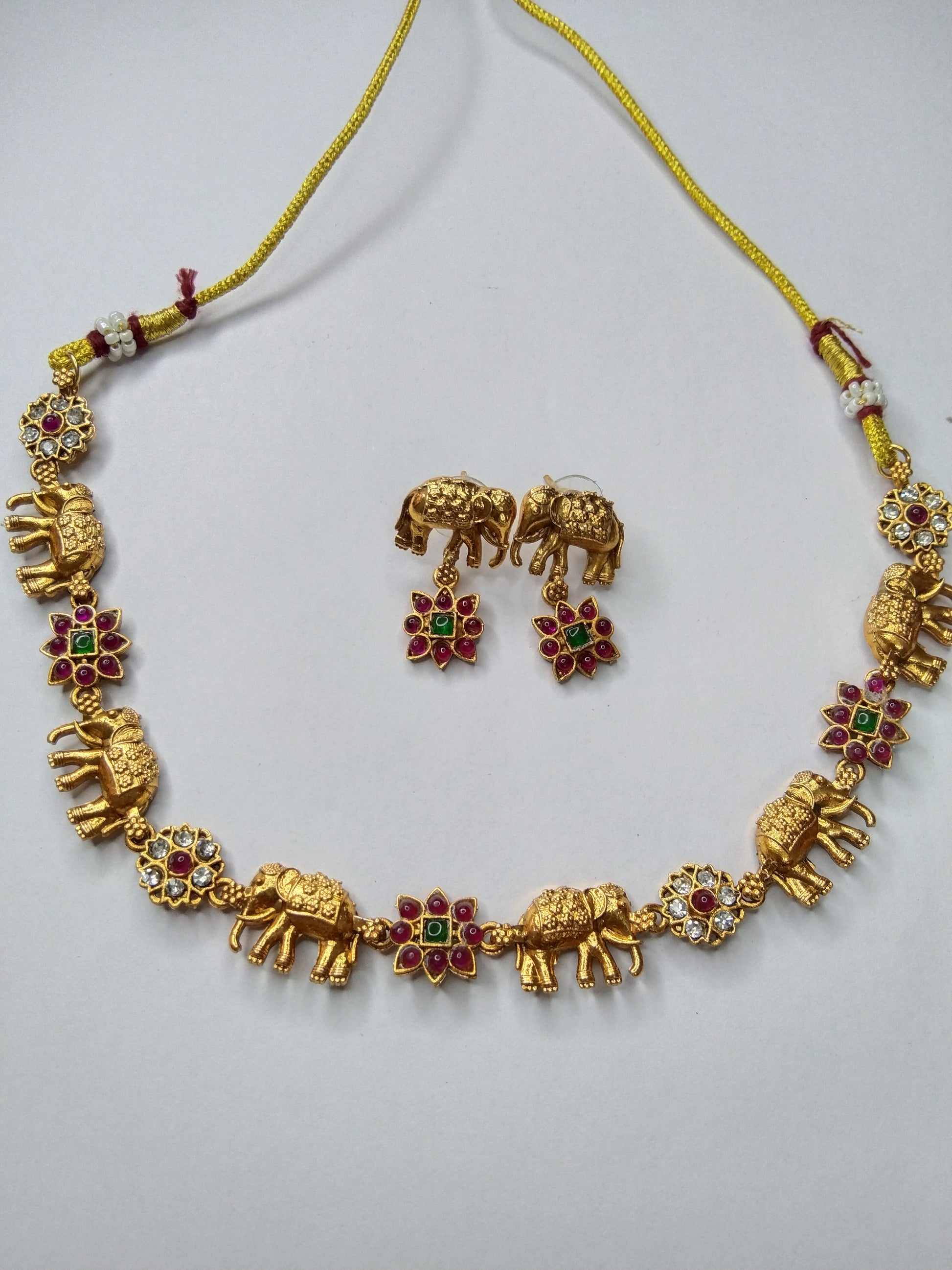 Floral Elephant Necklace Set