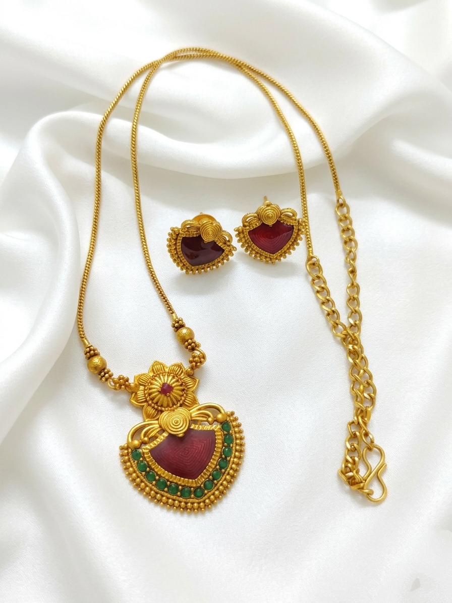 Low Budget Palakka Long Necklace Set V4