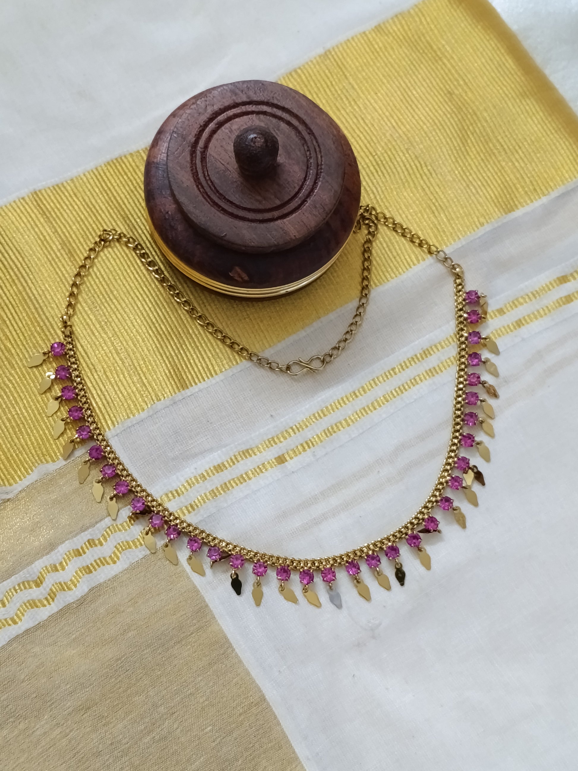 Mehandi Polish AD Elakathali Necklace Set