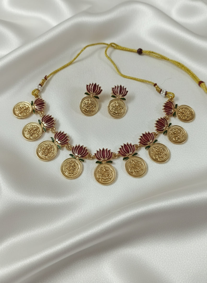 Lotus Coin Necklace Set V2