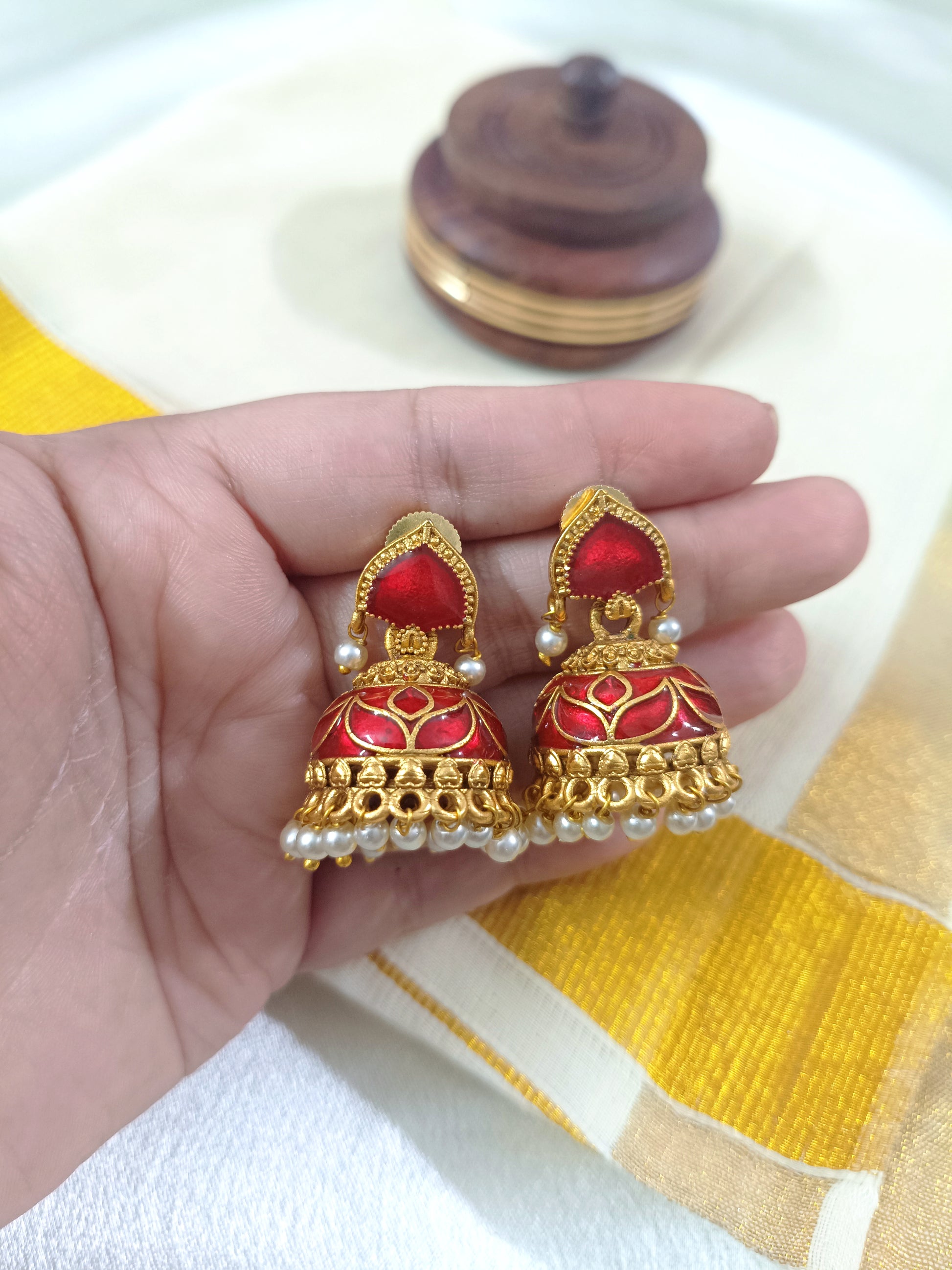 Palakka Jhumka Earring V1