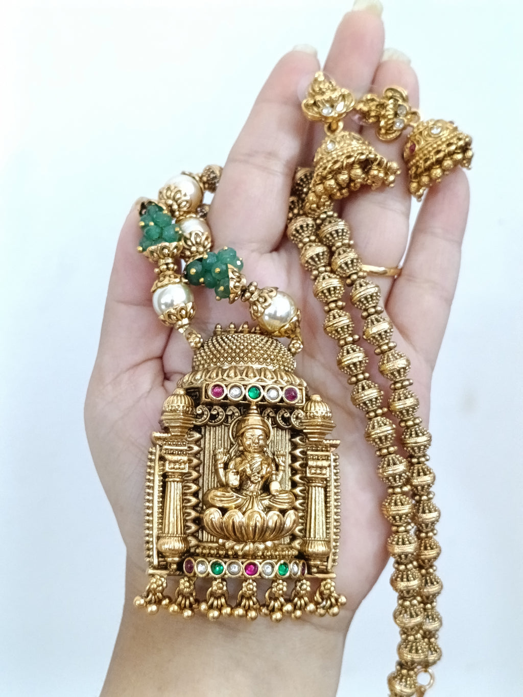 Lakshmi Pendant Mid Long Necklace Set V205