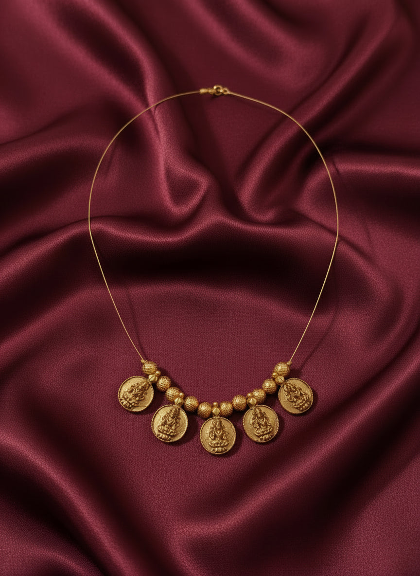 Lakshmi Coin Invisible Necklace set