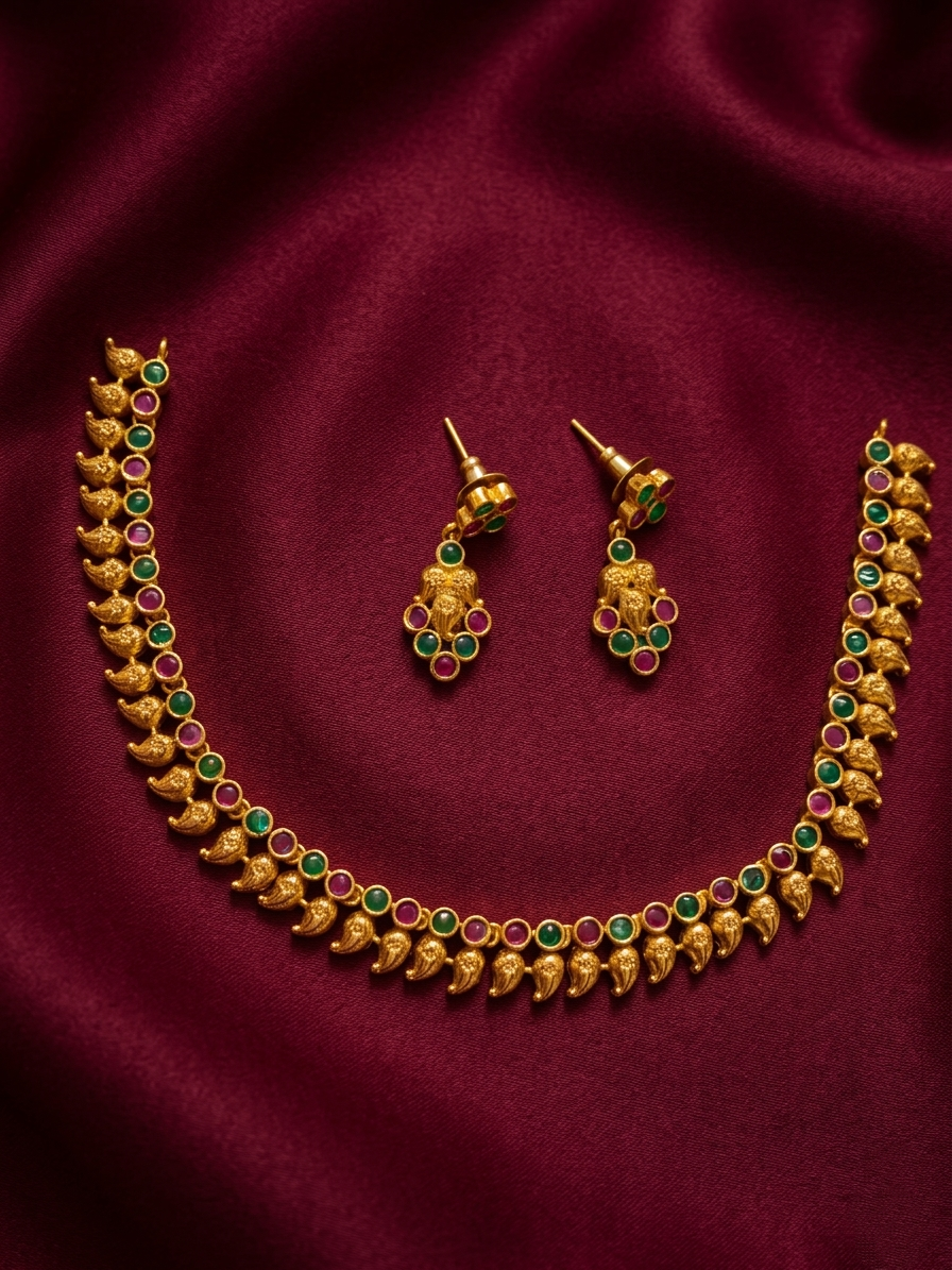 Matte Finish Mango Necklace Set V95