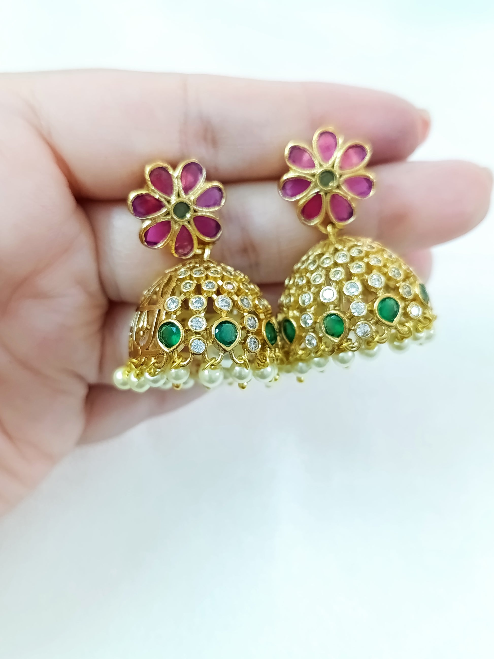 Flower AD Jhumka Earring