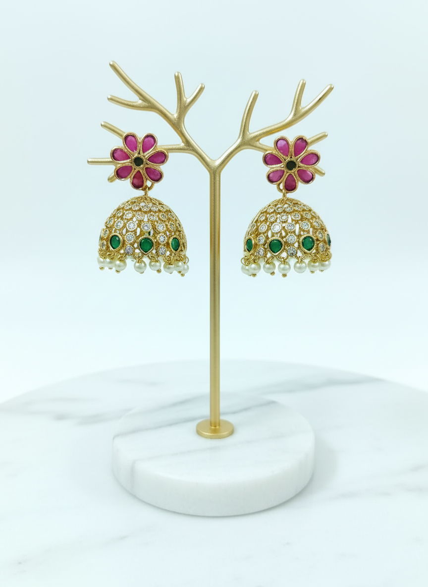 Flower AD Jhumka Earring