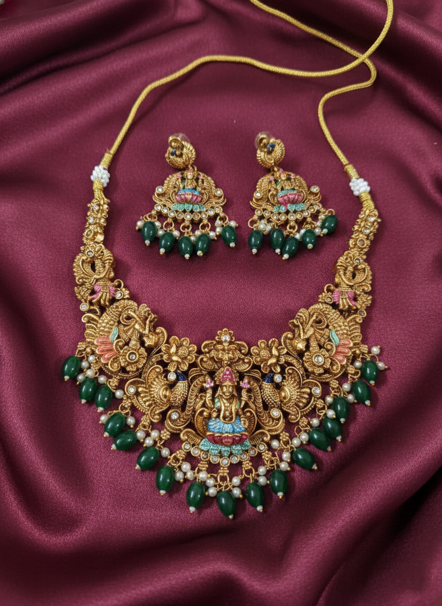 Enamel Lakshmi Nagas Necklace Set