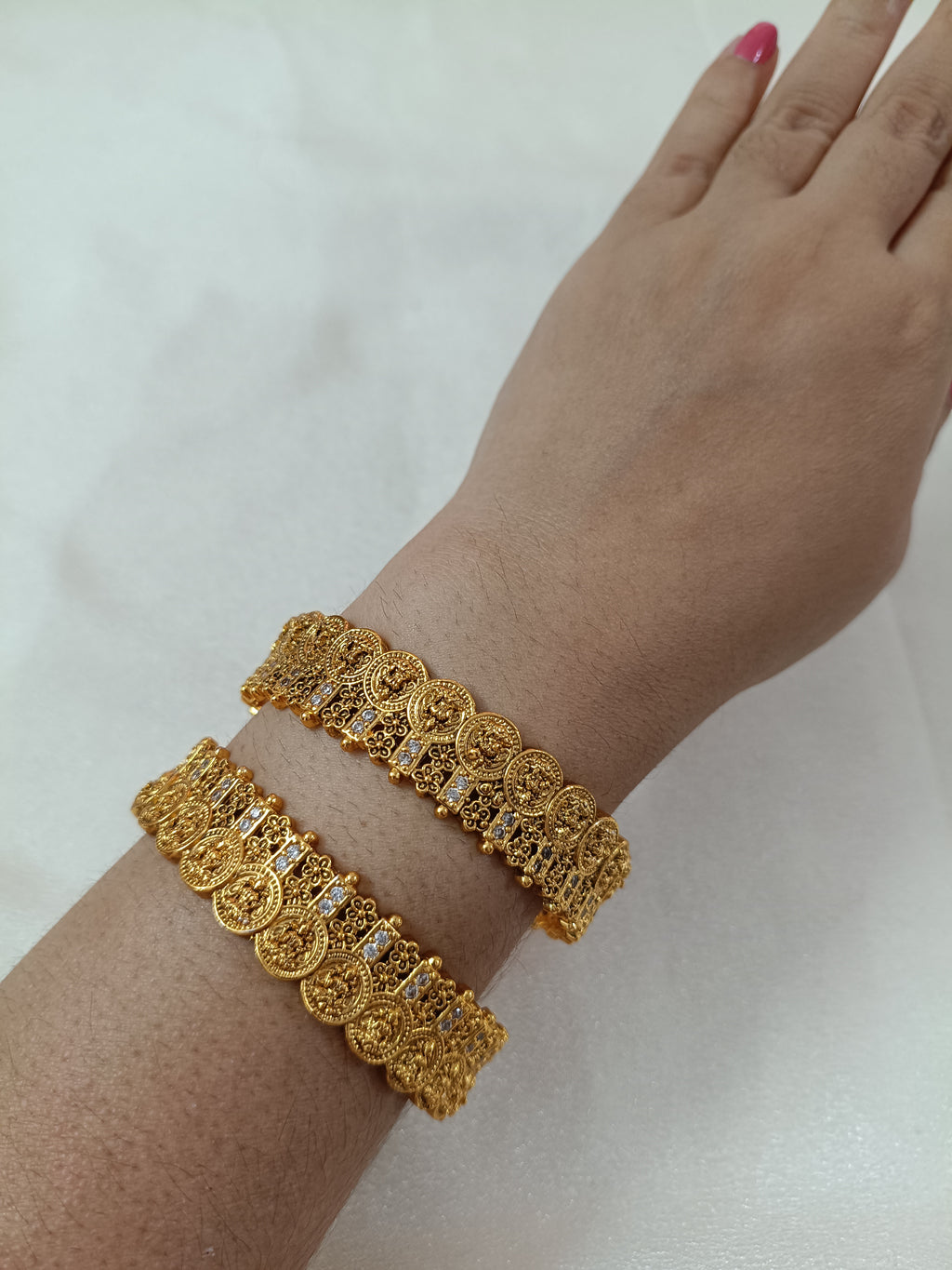 Lakshmi Coin Broad Bangle Set of 2