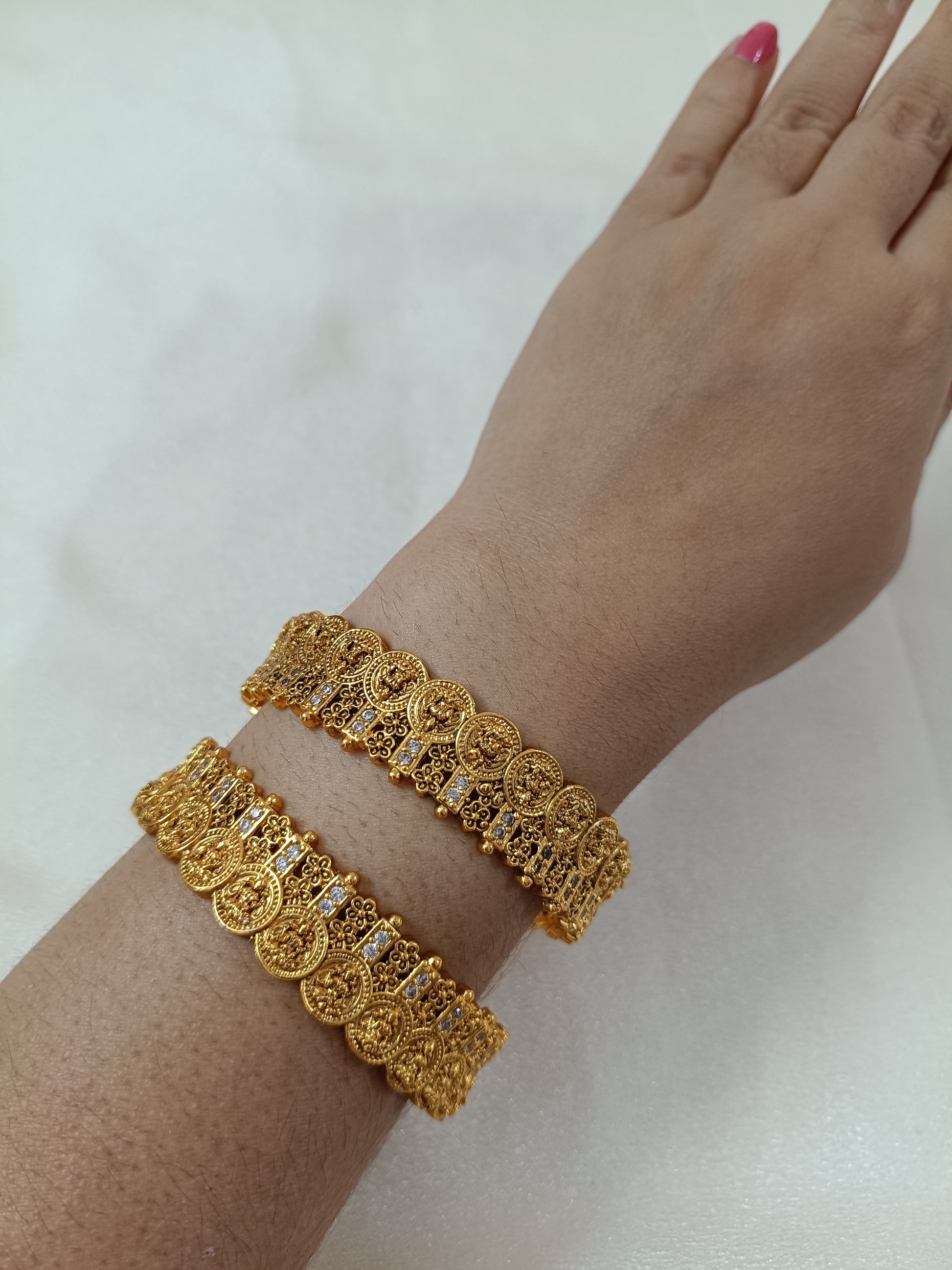 Lakshmi Coin Broad Bangle Set of 2