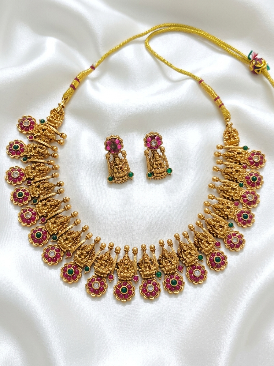 Lakshmi Flower Necklace Set V2