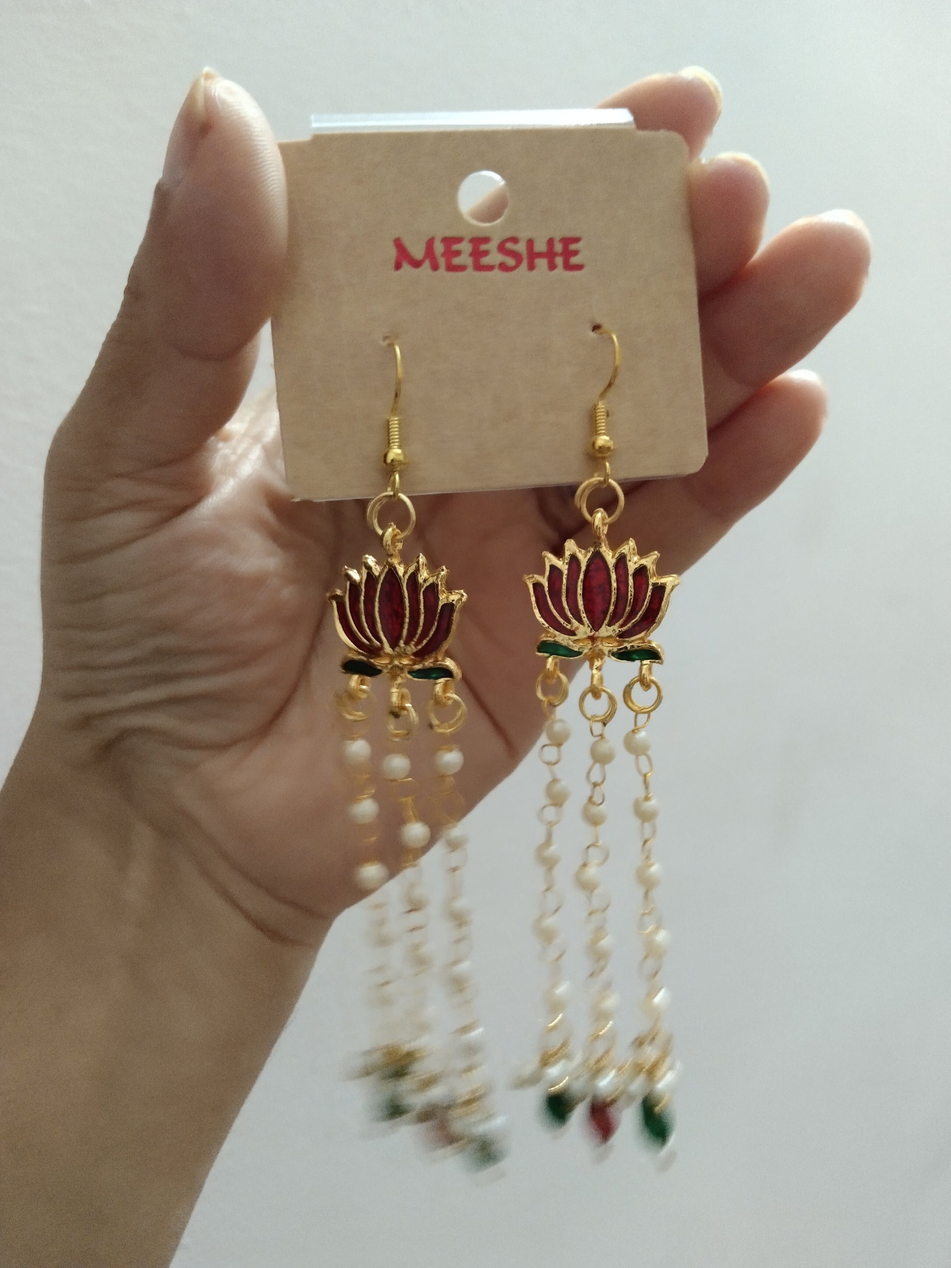 Lotus Pearl Hook Jhumka Earring