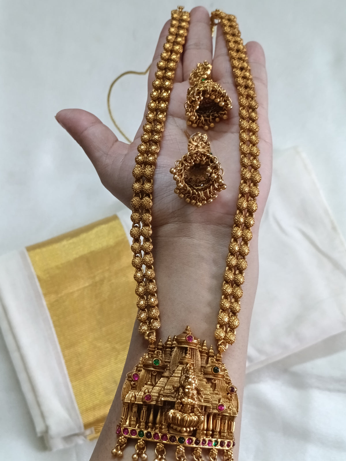 Lakshmi Pendant Long Necklace Set V242