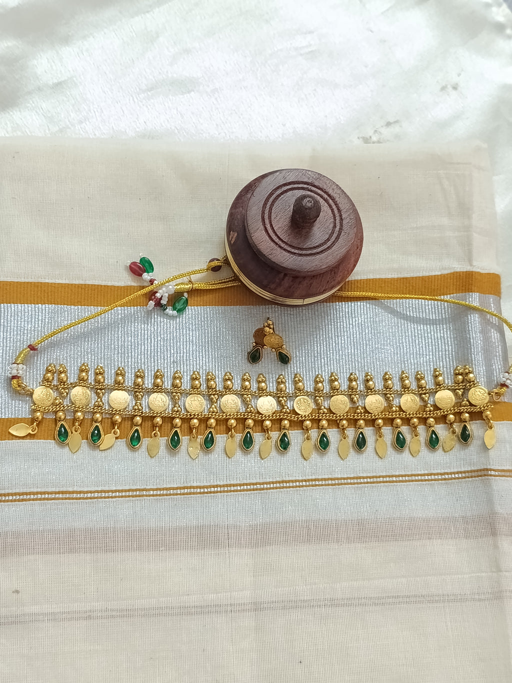 Matte Finish Coin Elakathali Choker Set V5