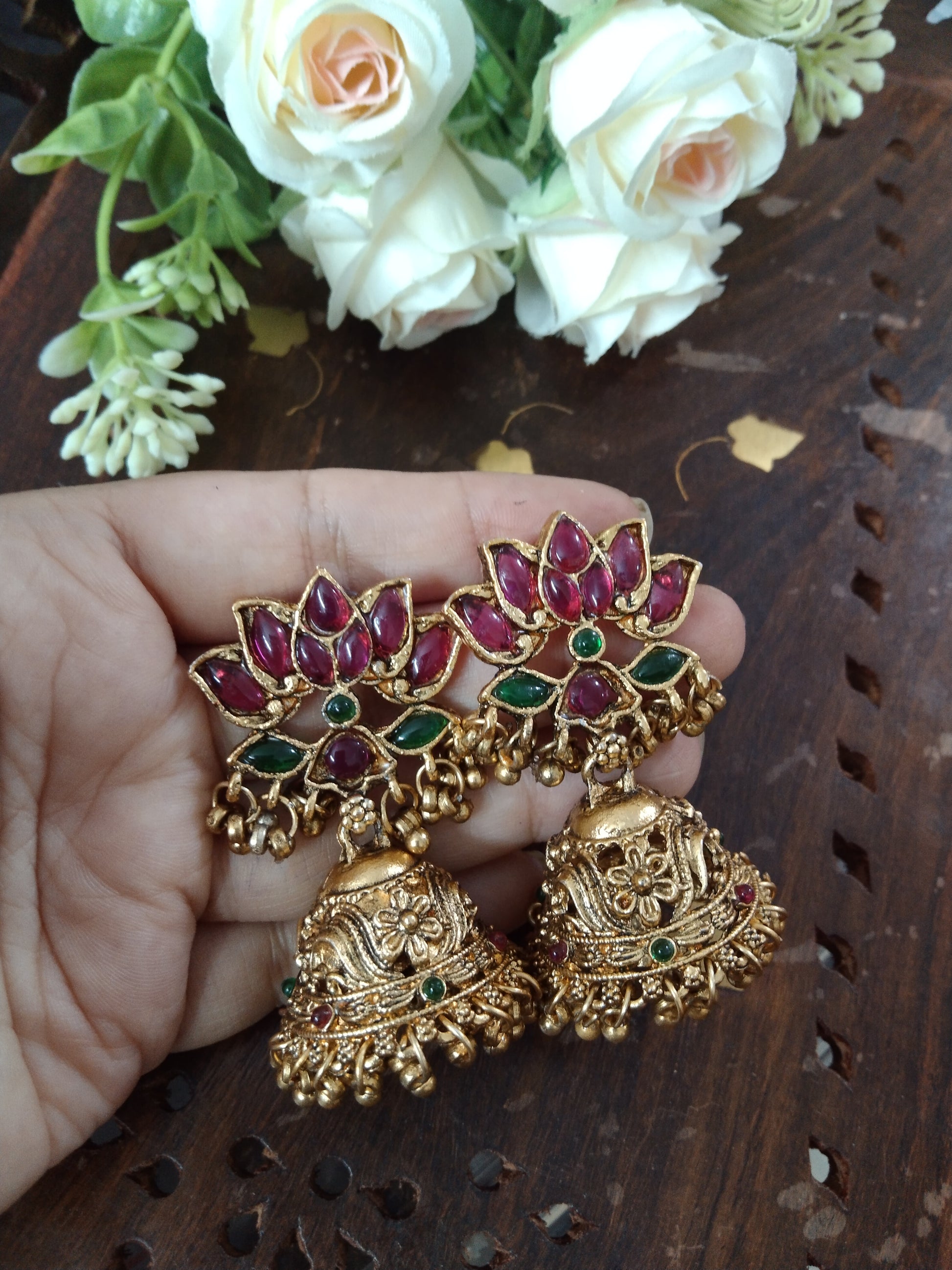 Lotus Jhumka Earring  V1