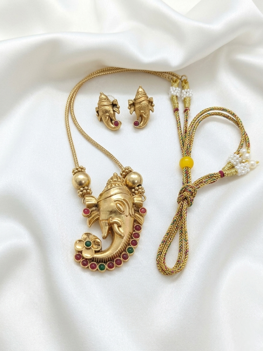 Ganesh Pendant Necklace Set