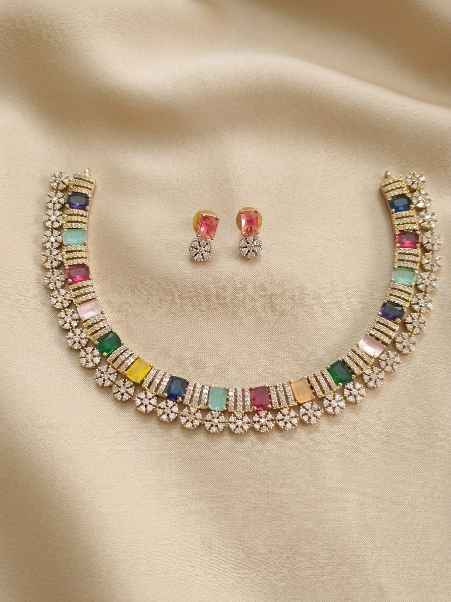 Navaratna Necklace Set V158