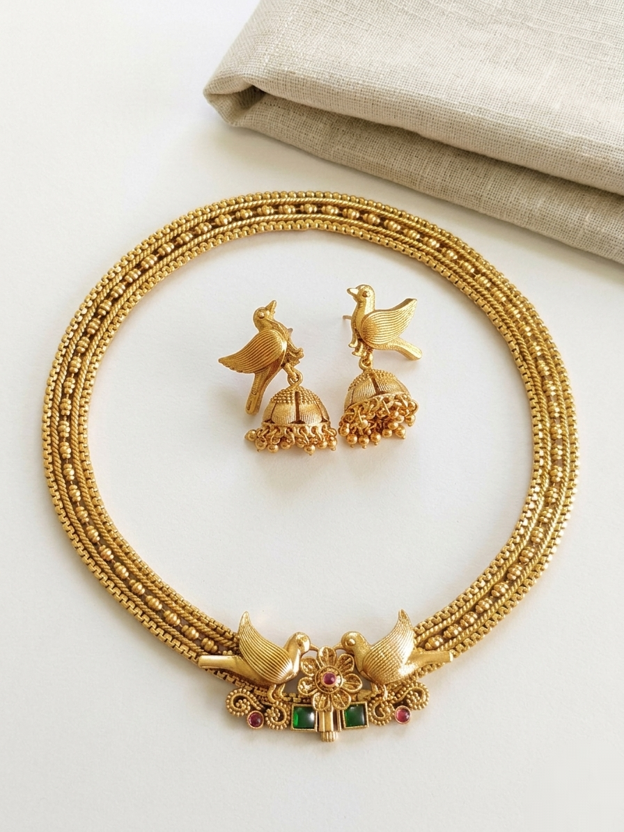 Matte Finish Screw type Openable Hasli Necklace Set V129.0