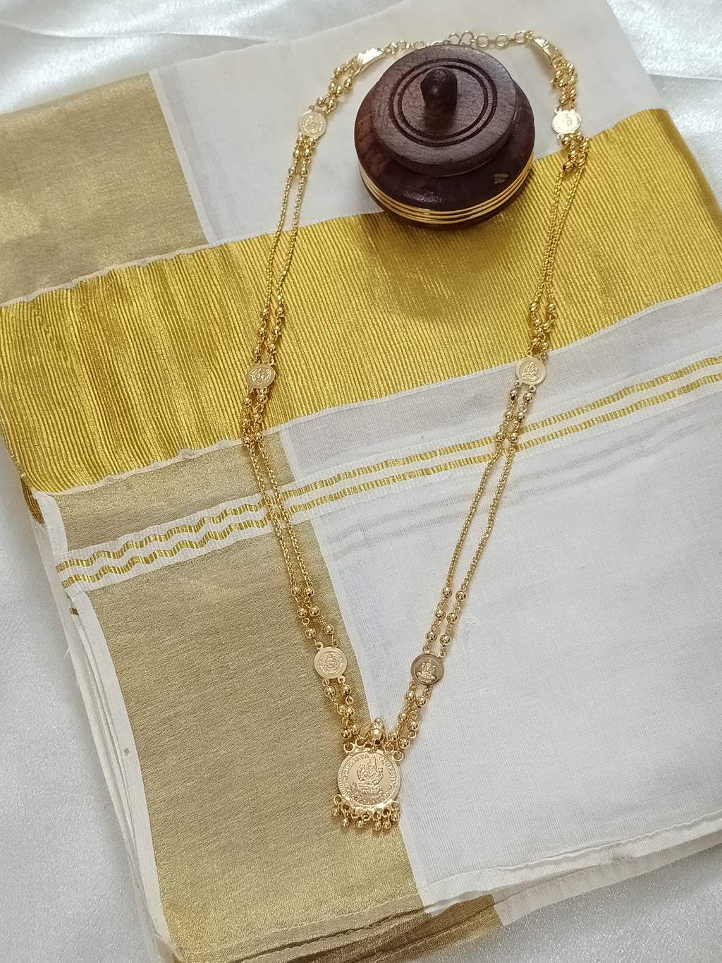 Micro Polish Lakshmi Layer Long Necklace V1
