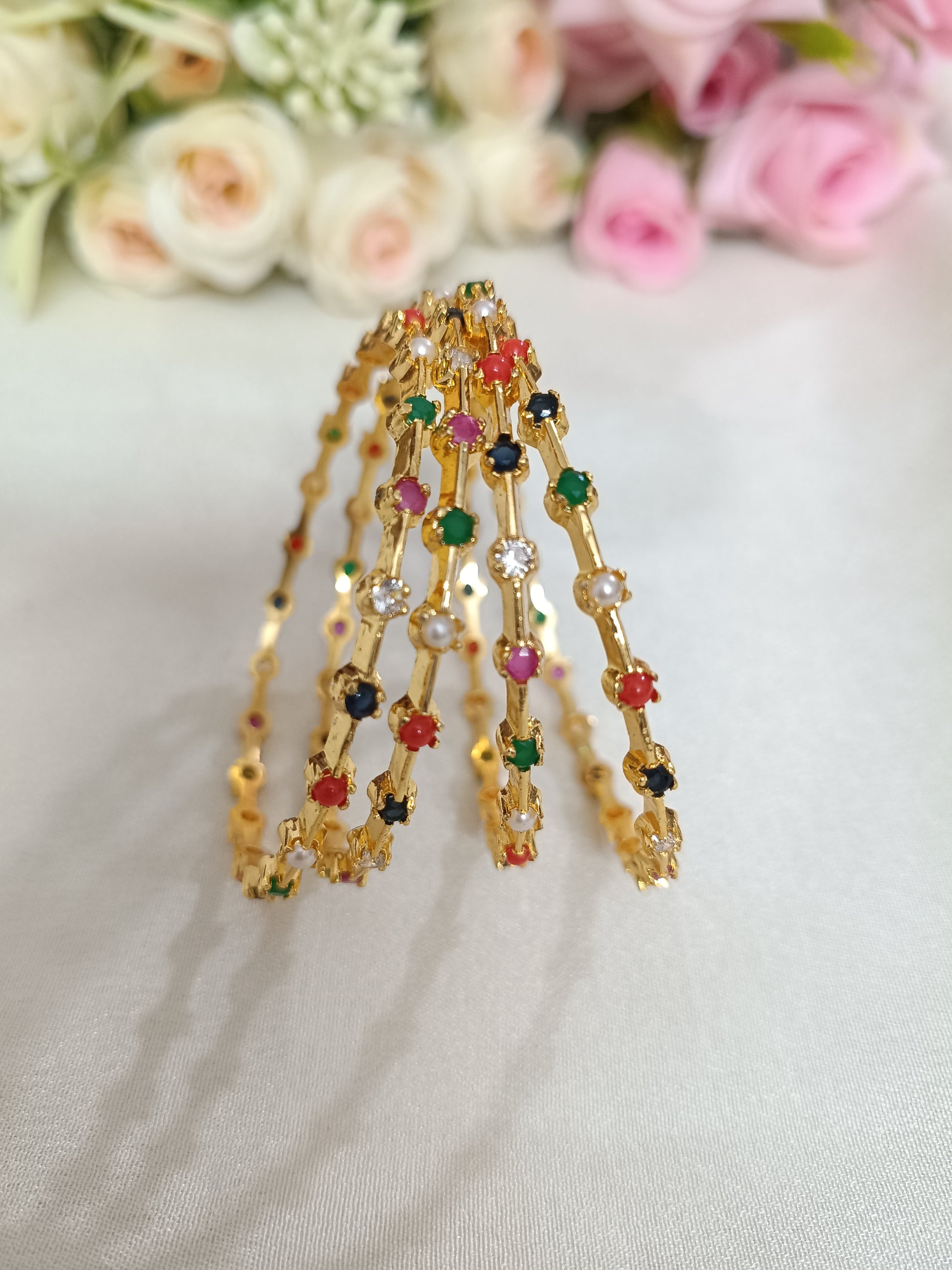 Simple Navaratna Bangle Set of 4