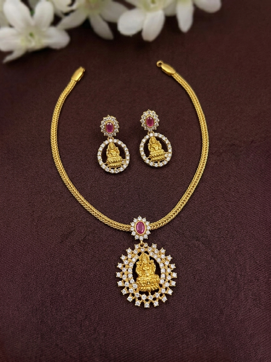 AD Lakshmi Pendant Necklace Set V141
