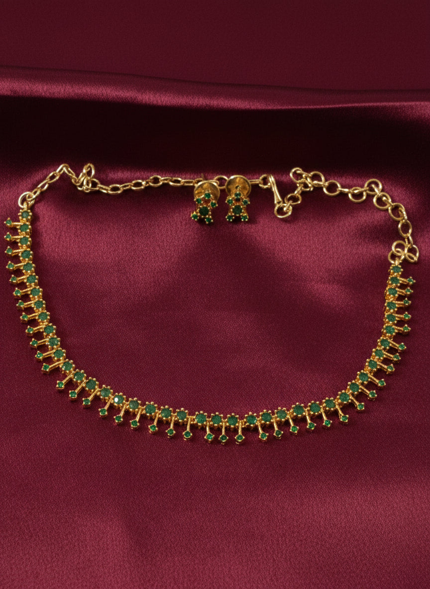 Micro Polish Simple AD necklace set with back chain