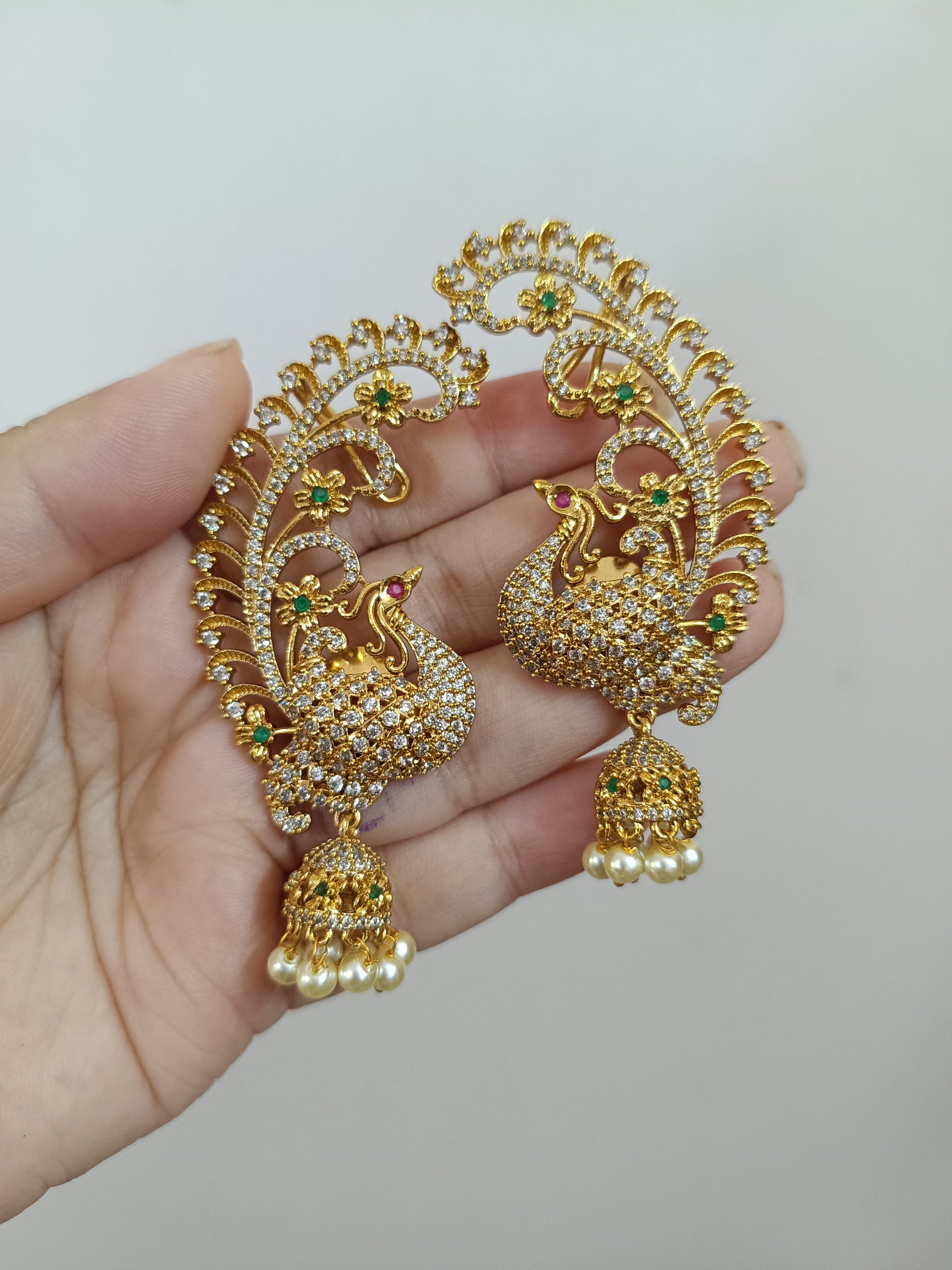 Peacock Earcuff Jhumka Earring