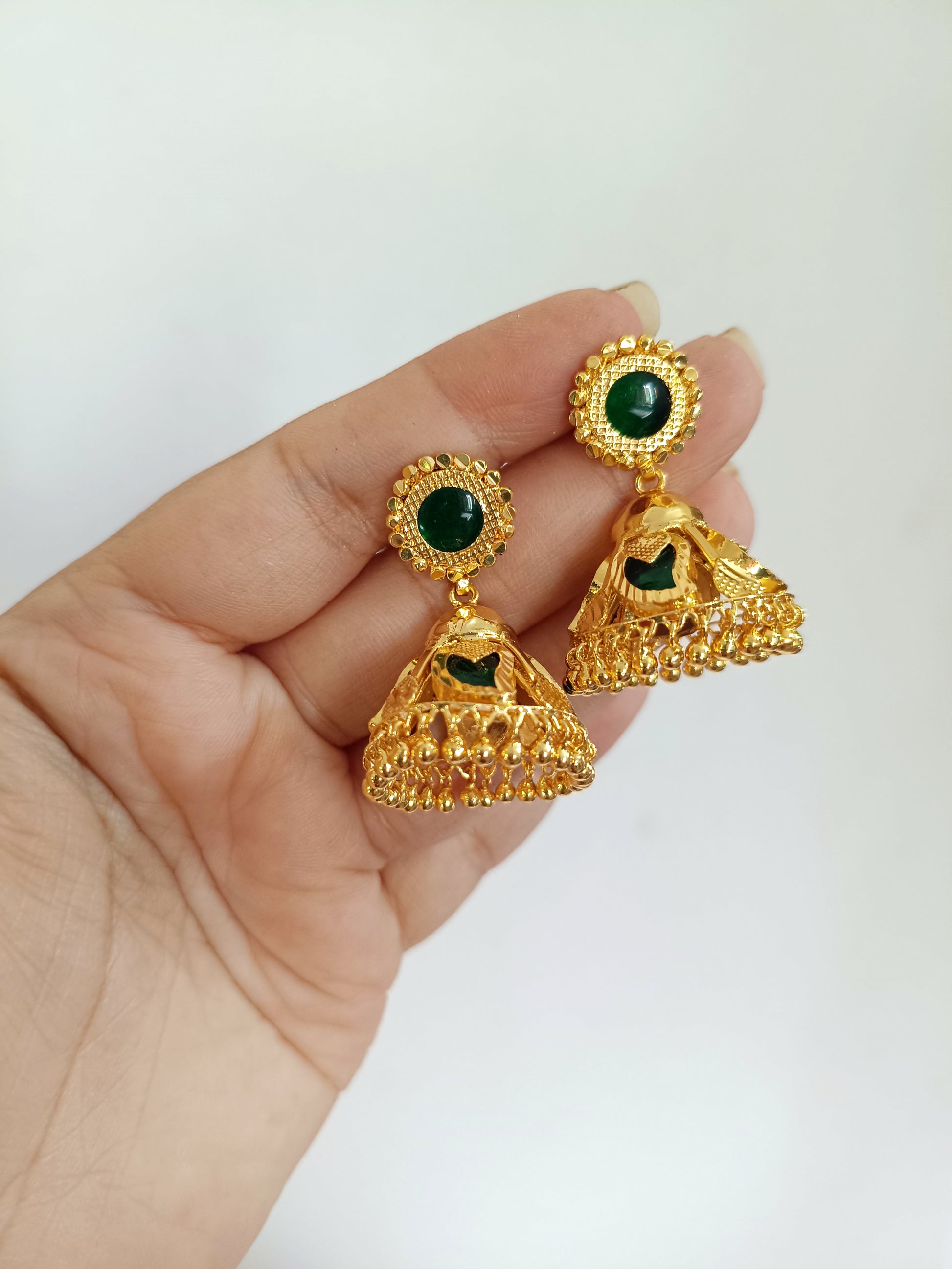 Micro Polish Palakka Mango Jhumka Earring