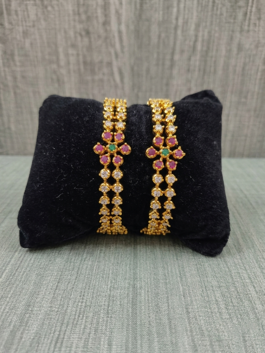 AD Flower Bangle Set of 2