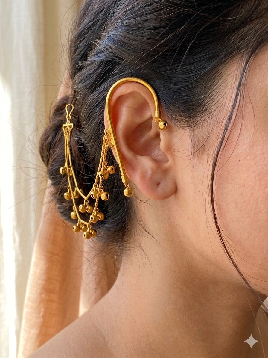 3 Layer Ghungroo Earcuff Ear chain