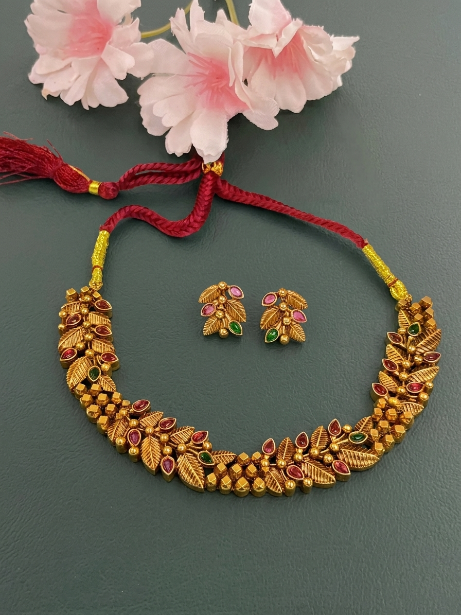Matte Finish Vana Necklace Set V147