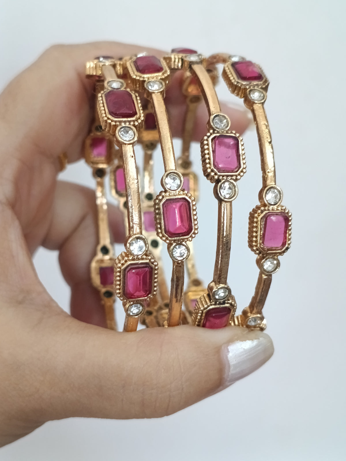 Matte Finish Low Budget Stone Bangles of 4 V2
