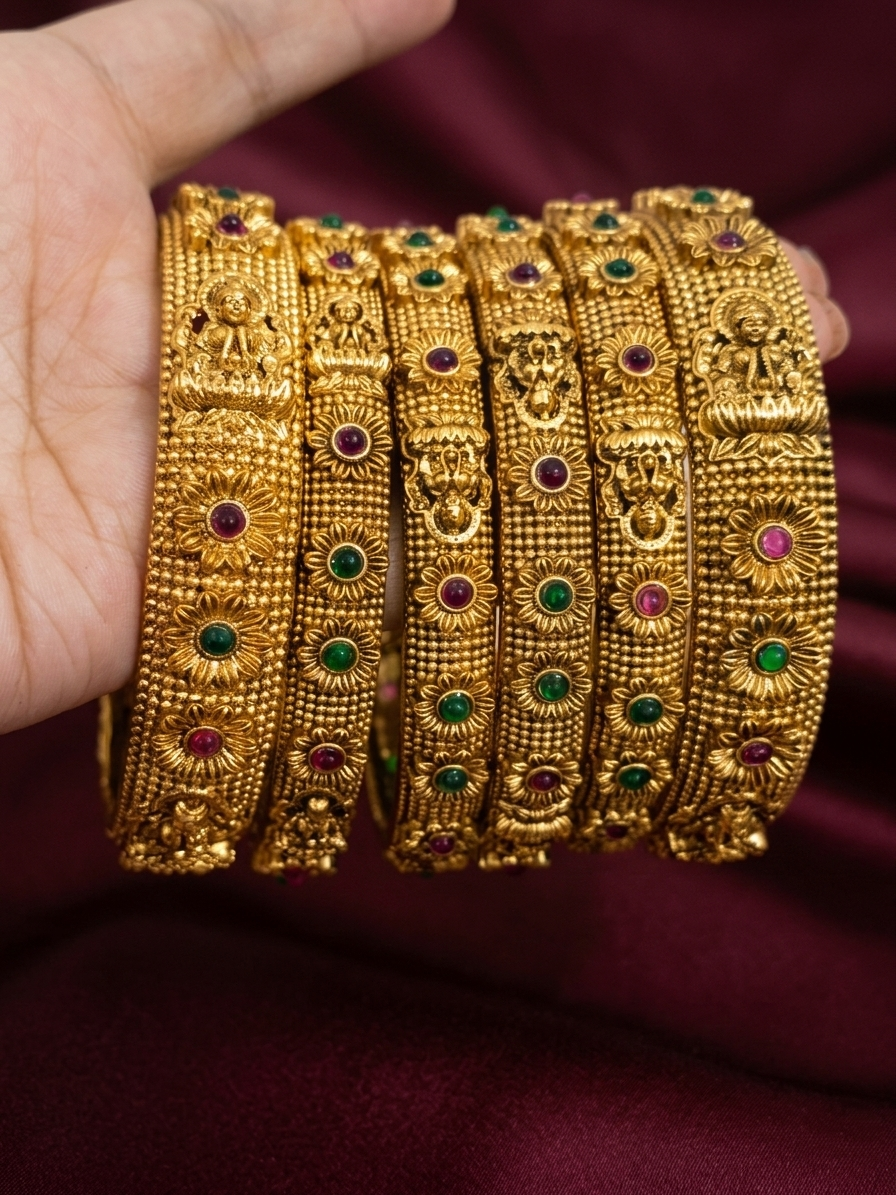 Matte Finish Lakshmi 6 Bangle Set V10