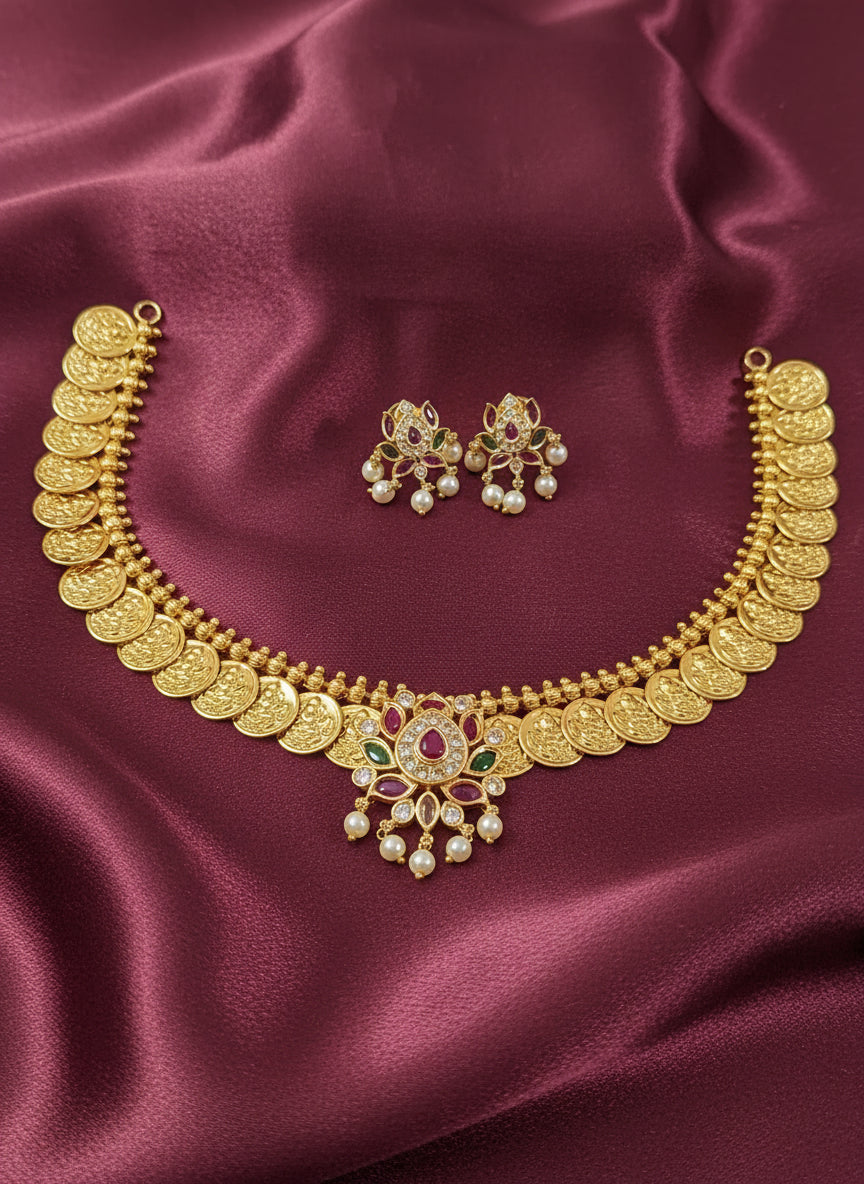 Fusion Coin Lotus Necklace Set