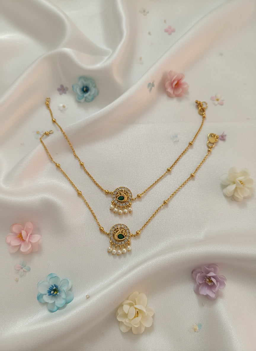 AD Bird with Pearl Drop Anklet