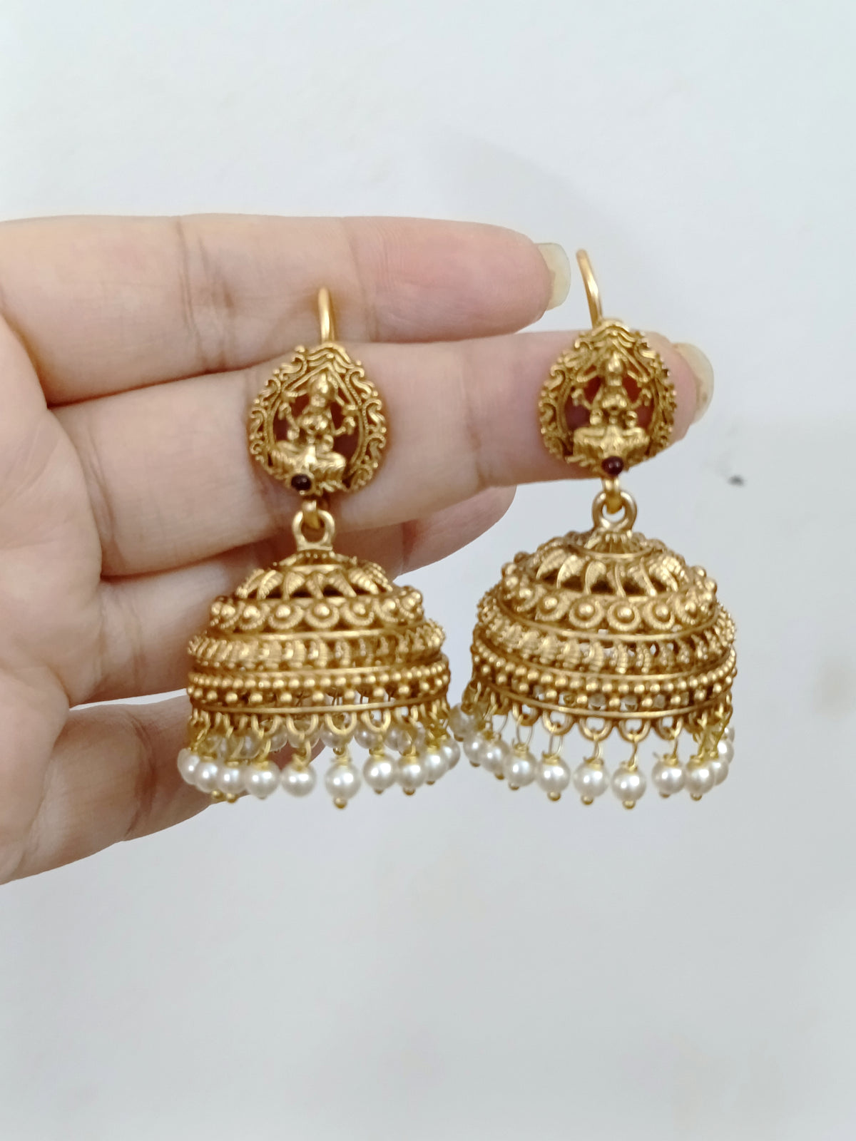 Matte Finish Lakshmi Hook Jhumka Earring V2