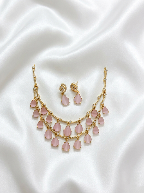 2 Line AD Petal Necklace Set