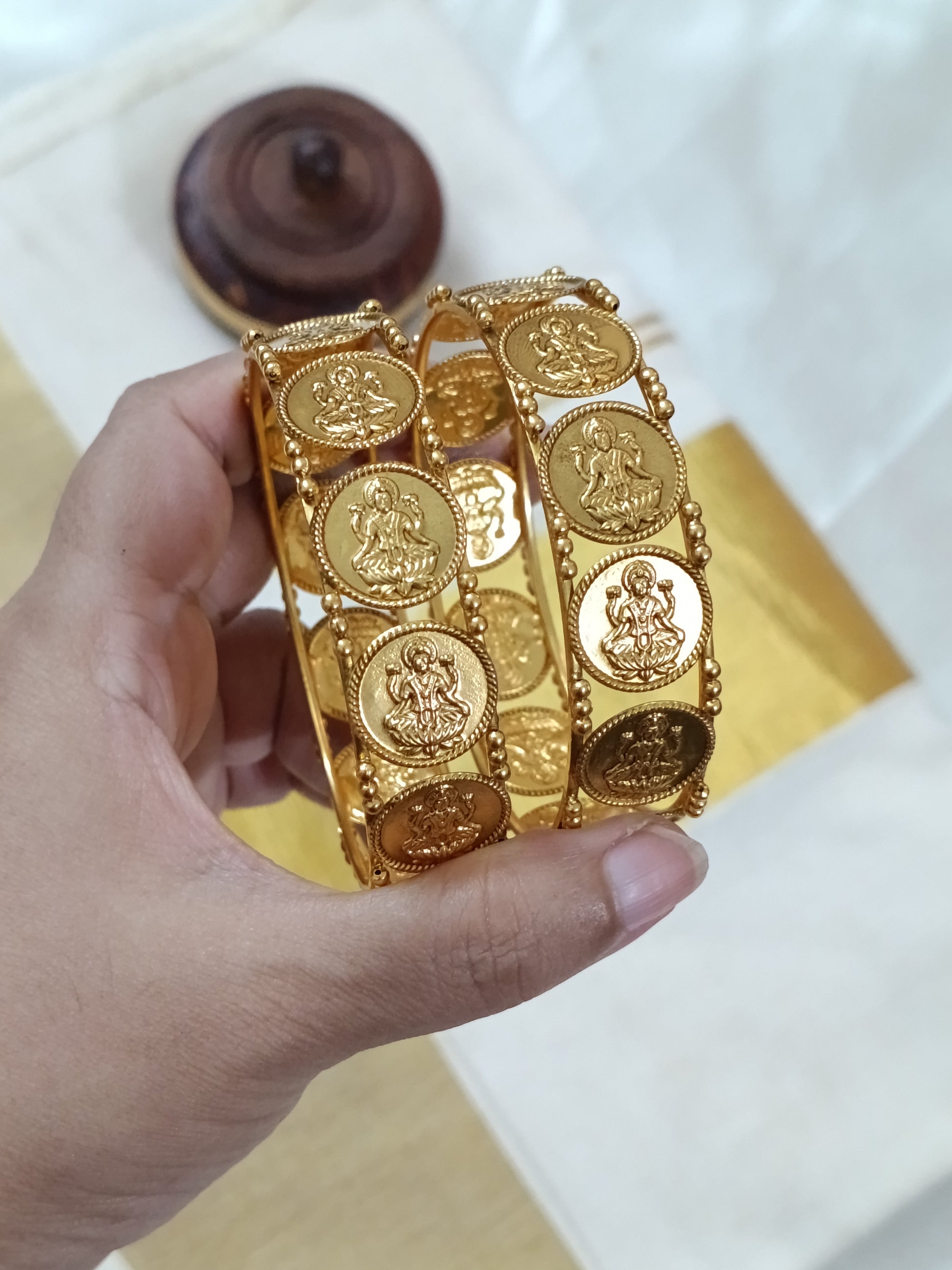 Matte Finish Lakshmi Coin Bangles of 2