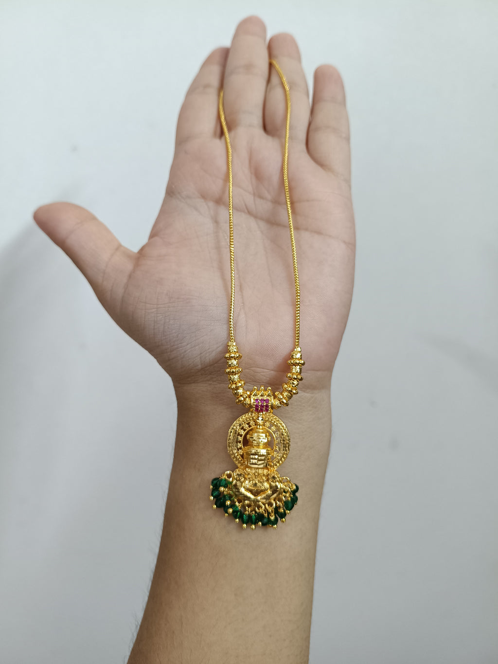 Micro Polish Small Kathakali Pendant Mid Long Necklace