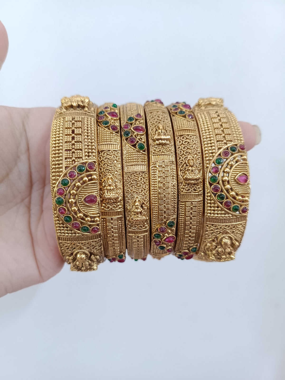 Matte Finish Lakshmi Bangle of 6
