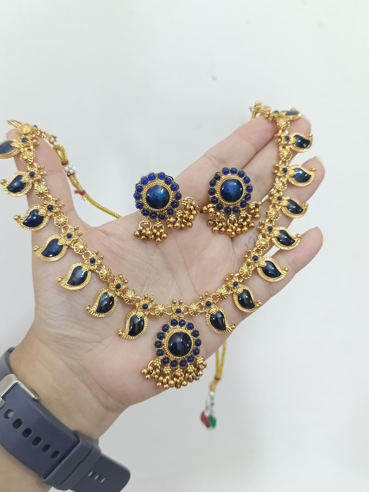 Matte Finish Palakka Mango Necklace Set