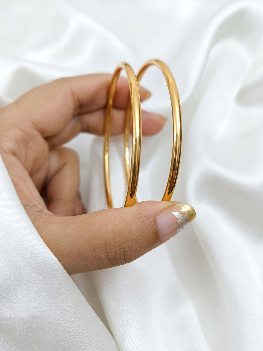 1 gm Gold Polish Pipe Bangle Set of 2